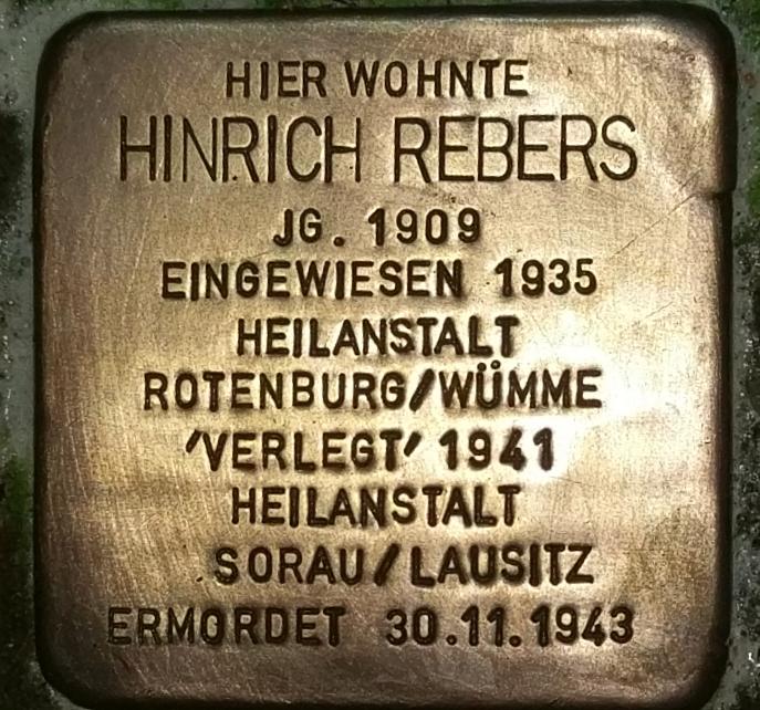 Stolperstein en memoria de Hinrich Rebers